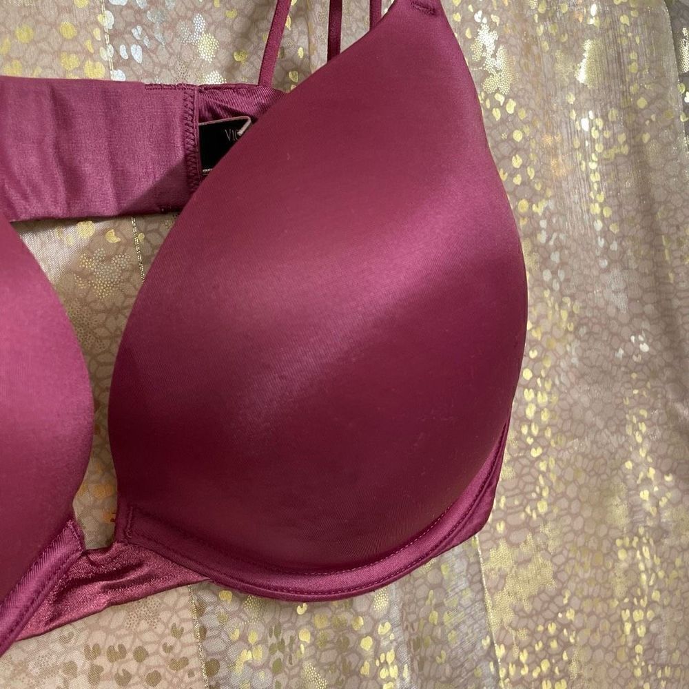 Victorias Secret Maroon Strappy Very Sexy Padded Push Up Bra 34DD EUC - Picture 3 of 6